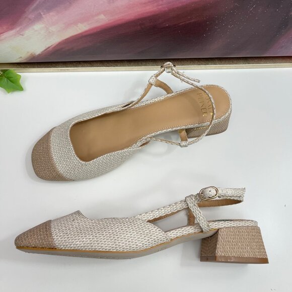 Donald J Pliner Woven Slingback Pump in Natural Sand Size 9 - Picture 7 of 9